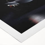 Art deco poster featuring a sleek vintage car in monochrome tones on rolled canvas, suitable for dining room decor.