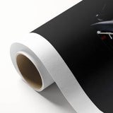 Art deco poster of a vintage sports car in muted silver and black tones on rolled canvas, ideal for nursery wall art.