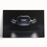 Black and white photo of a vintage sports car on stretched canvas, suitable as large kitchen wall art or for bedroom decor.