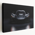 Side view of a red sports car on stretched canvas, in bold red and black tones, ideal for modern kitchen wall art.