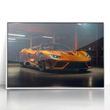 Art deco poster featuring a sleek sports car in black and white tones, acrylic framed, suitable for modern art wall decor.