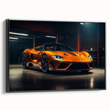 Black and white framed canvas of a vintage sports car in profile view, ideal for bedroom wall art.