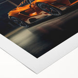 Art deco poster of a classic sports car in monochrome, printed on rolled canvas.