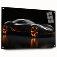 Acrylic print of a side-view sports car in grayscale, ideal for modern bedroom or dining room decor.