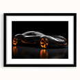 Extra large abstract art print of colorful, textured sports cars on a black framed canvas, ideal for living room decor.