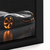 Extra large framed canvas featuring a close-up of a black sports car, detailed with vibrant, textured colors.