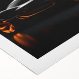 Art deco poster featuring a streamlined vintage car in monochrome shades on rolled canvas, suitable for dining room decor.