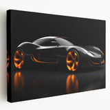 Side view of a red sports car depicted in a realistic style on stretched canvas, ideal for modern kitchen wall art.