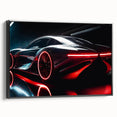 Black and white framed canvas featuring a side view of a vintage sports car, ideal for bedroom wall decor.