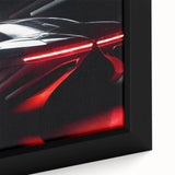 Extra large framed canvas featuring a close-up of a black sports car in a textured, colorful art style.