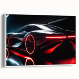 Vintage poster art of a classic car in black and colorful art, framed canvas, ideal for living room decor.