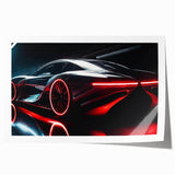 Extra large rolled print of a sports car in muted metallic colors, suitable as art wall dining room decor.