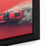 Extra large framed canvas featuring a close-up of a black sports car with colorful, textured details.