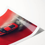 Extra large wall art featuring a collection of sports cars in vibrant colors on rolled print.