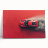 Black and white photo of a vintage sports car on stretched canvas, suitable as large kitchen wall art or for bedroom decor.