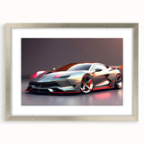 Textured abstract art print of sports cars in muted silver and gray tones on framed canvas, ideal for bedroom wall decor.