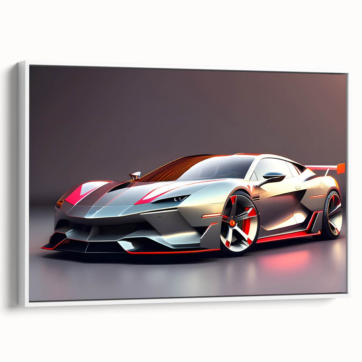 Vintage poster art of a classic car in black and colorful art, extra large framed canvas, ideal for living room.