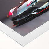 Art deco poster featuring a classic sports car in bold red and black tones on rolled canvas, suitable for dining room decor.