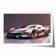 Rolled print of a sports car in dynamic motion, using a monochrome color scheme, ideal for art wall dining room.