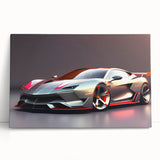 Black and white photo of sports cars on stretched canvas, ideal for kitchen wall art or bedroom ambiance.