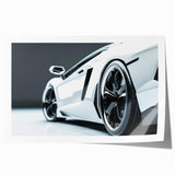 Extra large rolled print featuring a detailed illustration of sports cars in vibrant red and blue tones.