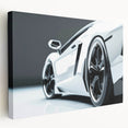 Side view of a red sports car on a large canvas, with a glossy finish, ideal for modern kitchen wall art.