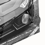 Mid-century modernist style large abstract wall art featuring sport cars in vibrant colors on acrylic glass.