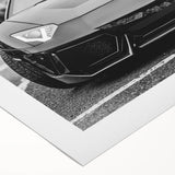 Art deco poster of a classic red sports car on a rolled canvas, suitable for dining room or bathroom wall art.