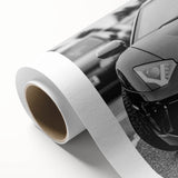 Art deco poster of vintage cars in muted pastel shades on rolled canvas, ideal for nursery wall art.