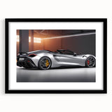 Abstract art print of colorful, textured sports cars on a large canvas, ideal for living room decor.