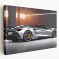 Side view of a red sports car, depicted in a realistic style on a large stretched canvas, suitable for kitchen wall art.