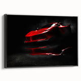Black and white framed canvas of a vintage sports car in profile view, ideal for bedroom wall decor.