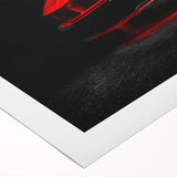 Art deco poster featuring a classic car in monochrome tones on a rolled canvas, suitable for dining room decor.