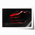Extra large rolled print of a sports car in vibrant red and black tones, suitable for art wall dining room.