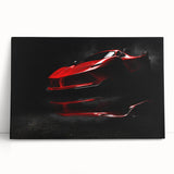 Black and white photograph of a sports car on a stretched canvas, suitable as large art for bedroom or kitchen wall decor.