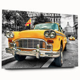 Acrylic print of a colorful abstract car design, ideal for modern bedroom or dining room decor.