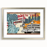 Textured art print of abstract vehicles in muted gray and silver tones on a framed poster, suitable for bedroom decor.