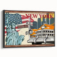 Black and white vintage poster art of a classic car on a framed canvas, ideal for bedroom wall decor.