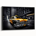 Black and white vintage poster art of a classic car, printed on framed canvas, suitable for bedroom decor.