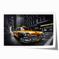 Rolled print of a vintage taxi in muted yellow and black, ideal for art wall dining room.