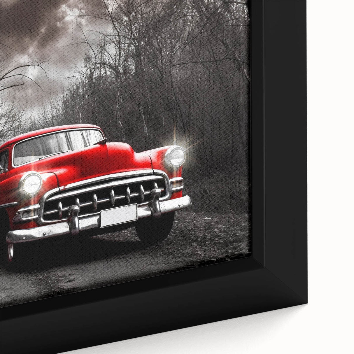Black wall art featuring a textured, colorful depiction of taxis on a large framed canvas, ideal for living room decor.