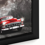 Black wall art featuring a textured, colorful depiction of taxis on a large framed canvas, ideal for living room decor.
