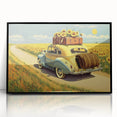 Large abstract wall art of a stylized taxi in black and yellow on a framed acrylic, suitable for modern art wall decor.