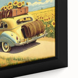 Extra large black wall art featuring a textured depiction of colorful taxis on a framed canvas, ideal for living room decor.