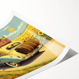 Extra large wall art featuring line art flowers in soft pastel shades on a rolled print.