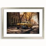Textured abstract art print featuring a stylized silver car, predominantly in gray tones, on framed canvas.