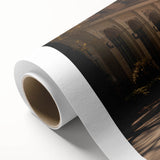 Art deco poster of a vintage taxi in yellow and black, printed on rolled canvas, suitable as nursery wall art.