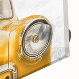 Mid-century modernist art of vintage cars in muted colors on acrylic glass, ideal for dining room art.