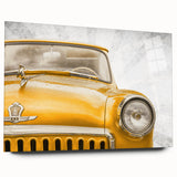 Side view of a vintage car in muted sepia tones on acrylic glass, suitable as bedroom or dining room art.