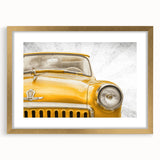 Extra large abstract art print featuring a collection of vintage cars in muted earth tones on a textured canvas.